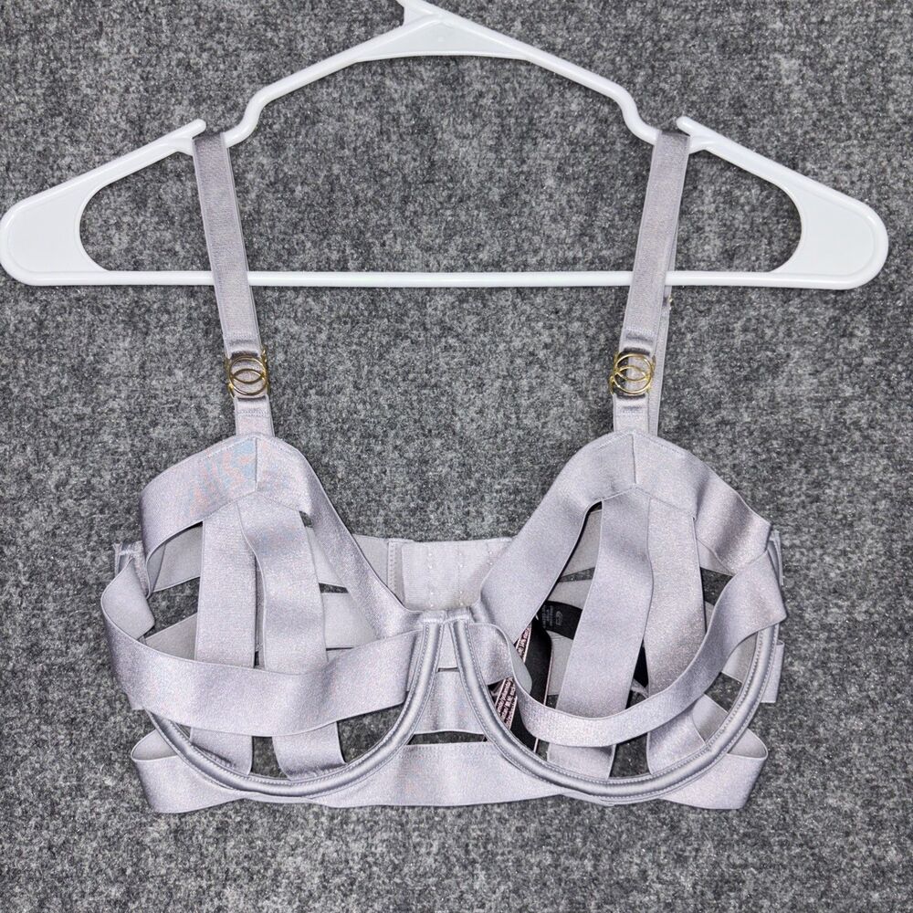 Victoria's Secret Luxe Lingerie Unlined Strappy Demi Bra 32DD Pearl Stone